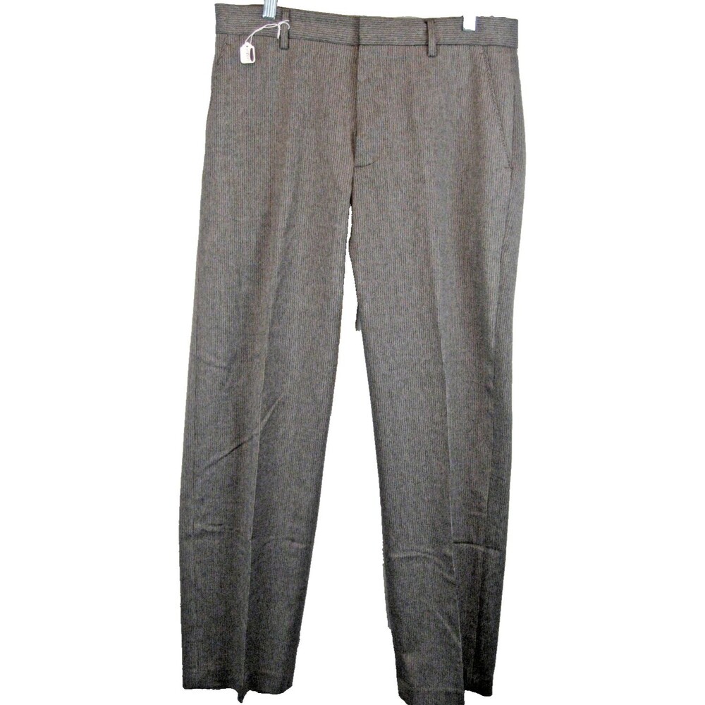 Mens NWOT Banana Republic Gray Stripe Classic Flat Front Casual Pants sz 33x32